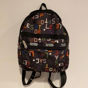 LeSportsac mini backpack black with logo design